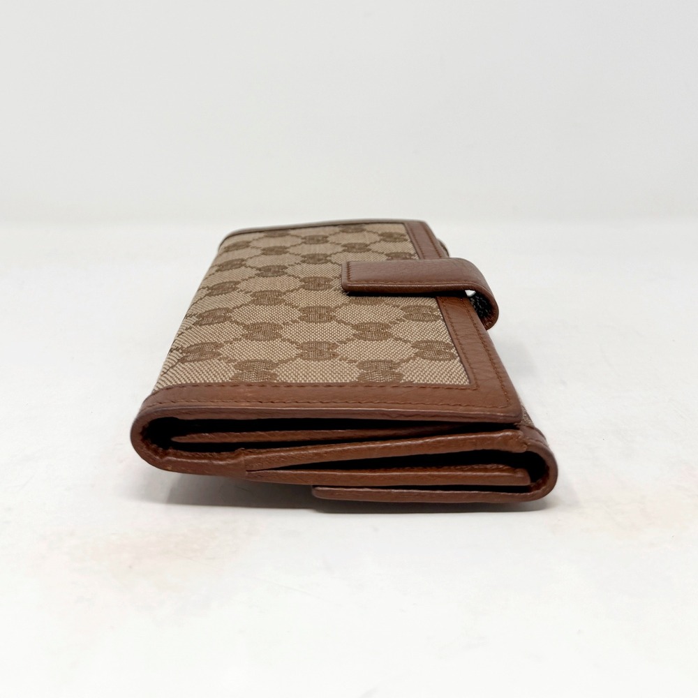Gucci GG Canvas Tassel Wallet Brown Leather Bamboo Continental - Picture 4 of 6